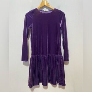 Lands' End Kids Girls Long Sleeve Velour Dress Purple Size Medium 10-12
